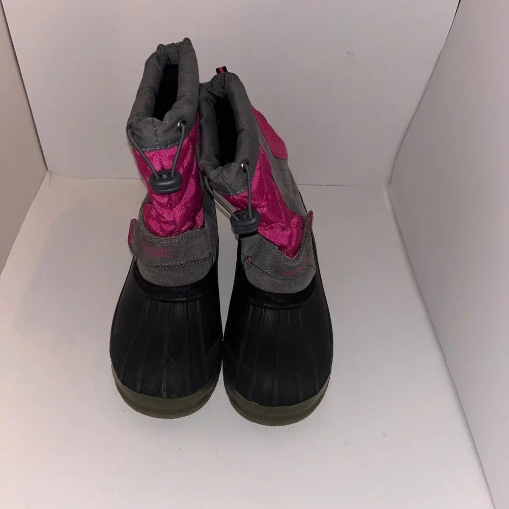 SPORTO Kids Winter Snow Boots Pink Gray Waterproof Warm‎ Size L 4-5 No Flaws